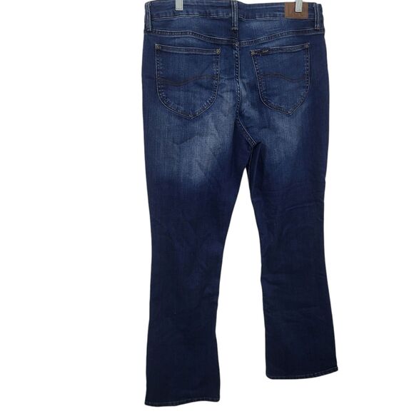 LEE Jeans Womens 16 Blue Denim Bootcut Regular Fit Mid Rise Dark Wash - Picture 2 of 4